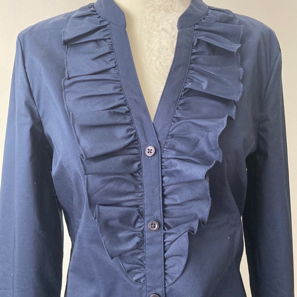 Ann Taylor Factory V-Neck Ruffled Button Down Shirt - Picture 5 of 7